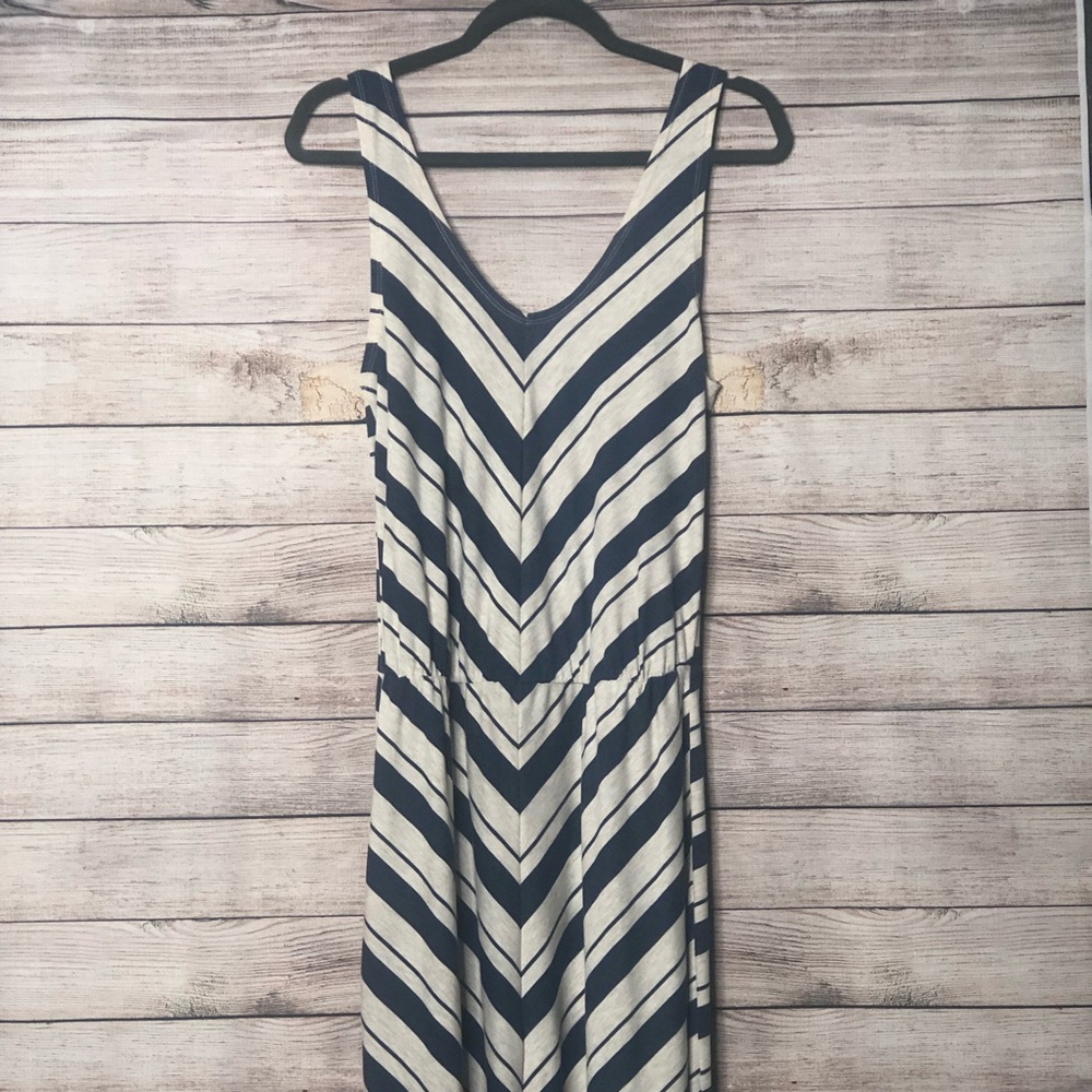 NWOT Poof blue and cream maxi dress